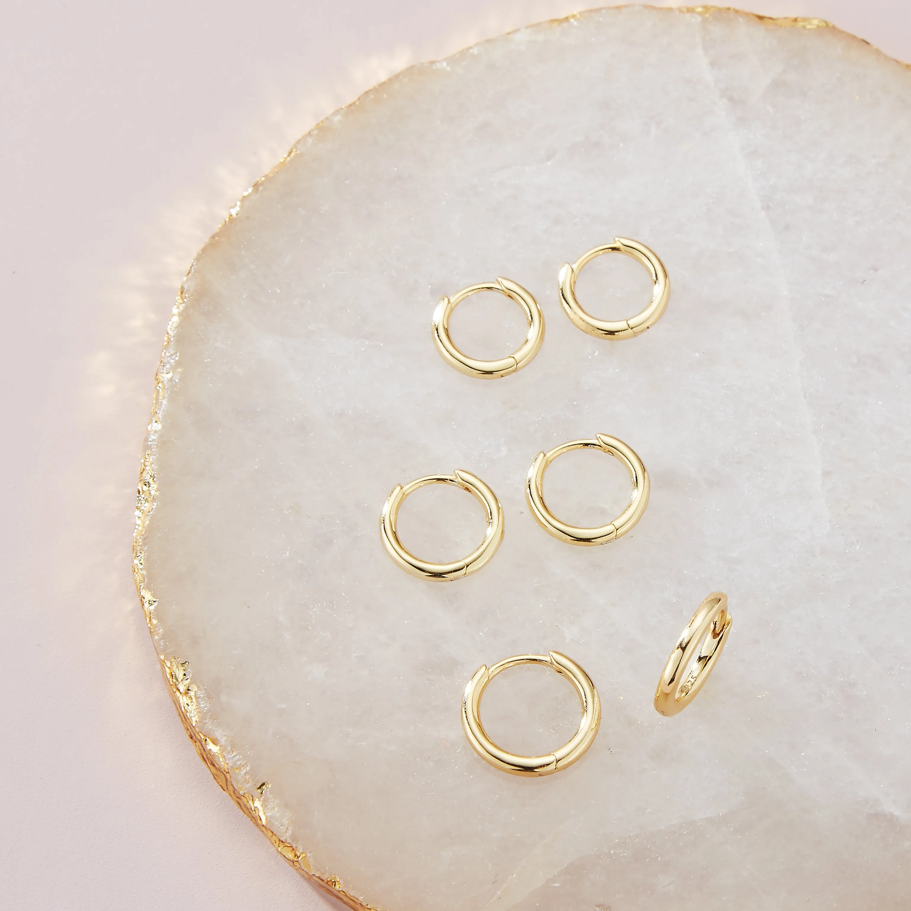 Thin Solid Hoop Earring Combo Set of 3 Pairs