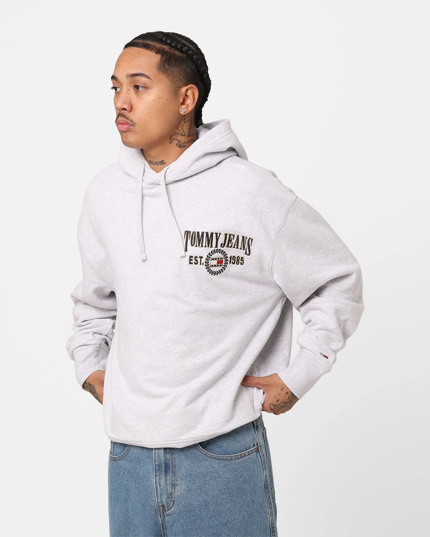 Tommy Jeans Relaxed Luxe Hoodie Silver Grey Heather