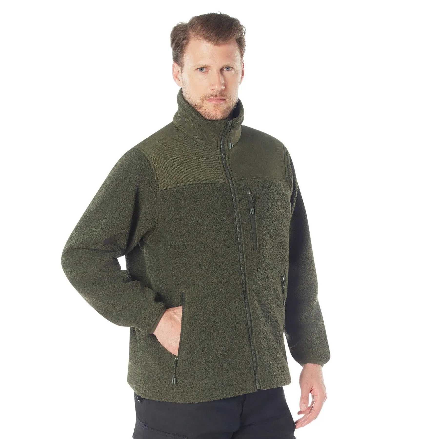 Trailsman Sherpa Fleece Jacket by Rothco (Black or Olive)