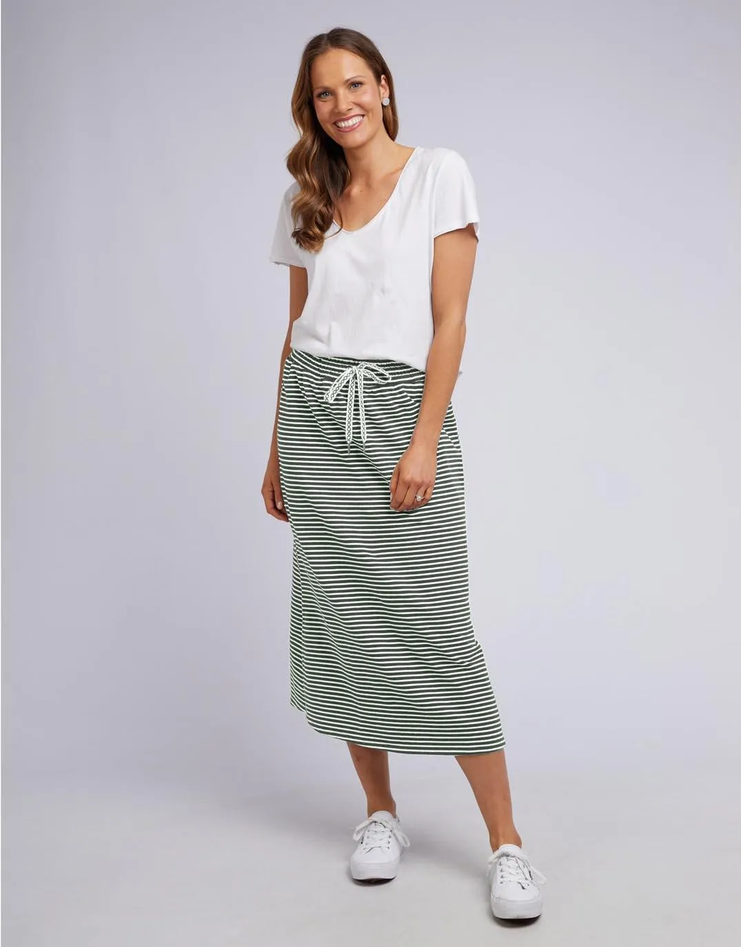 Travel Skirt - Khaki & White Stripe