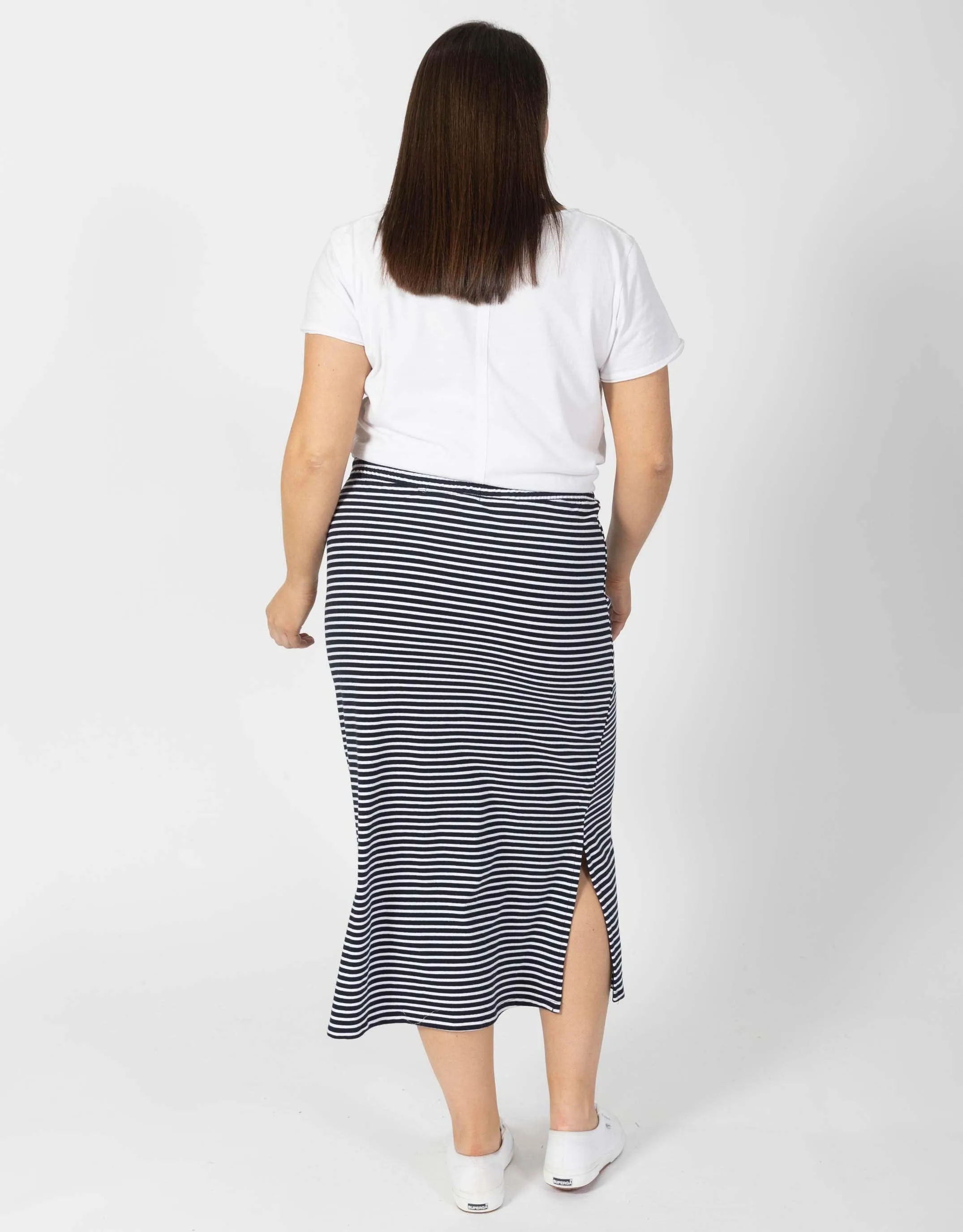 Travel Skirt - Navy/White Stripe