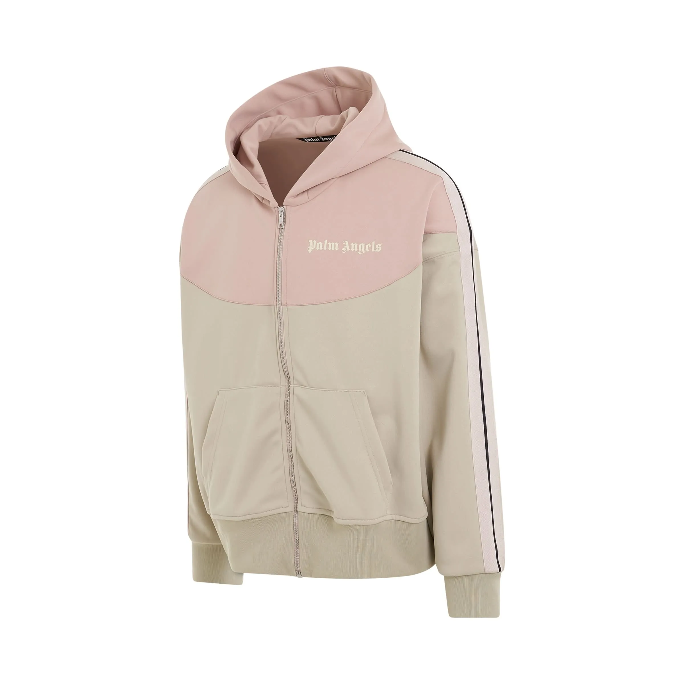 Two Tone Hoodie Track Jacket in Beige/Rose Dust