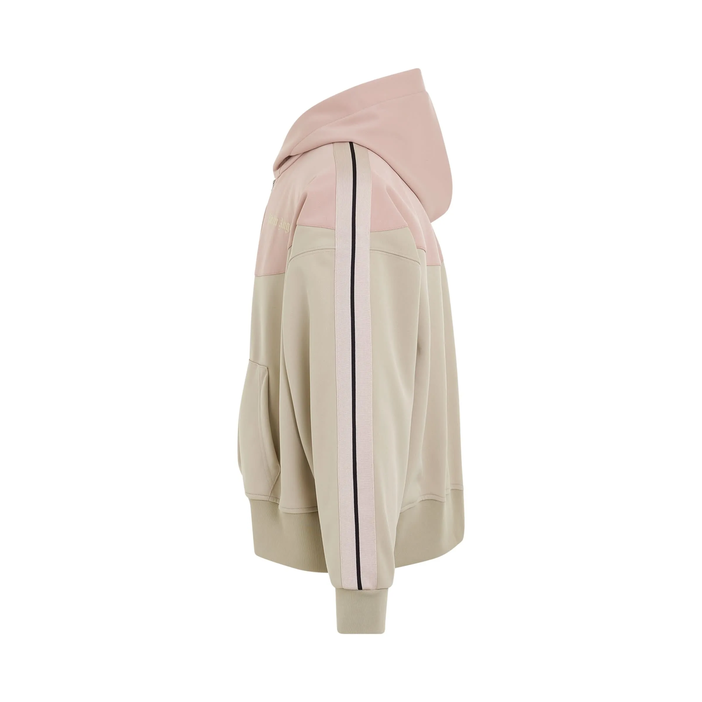 Two Tone Hoodie Track Jacket in Beige/Rose Dust