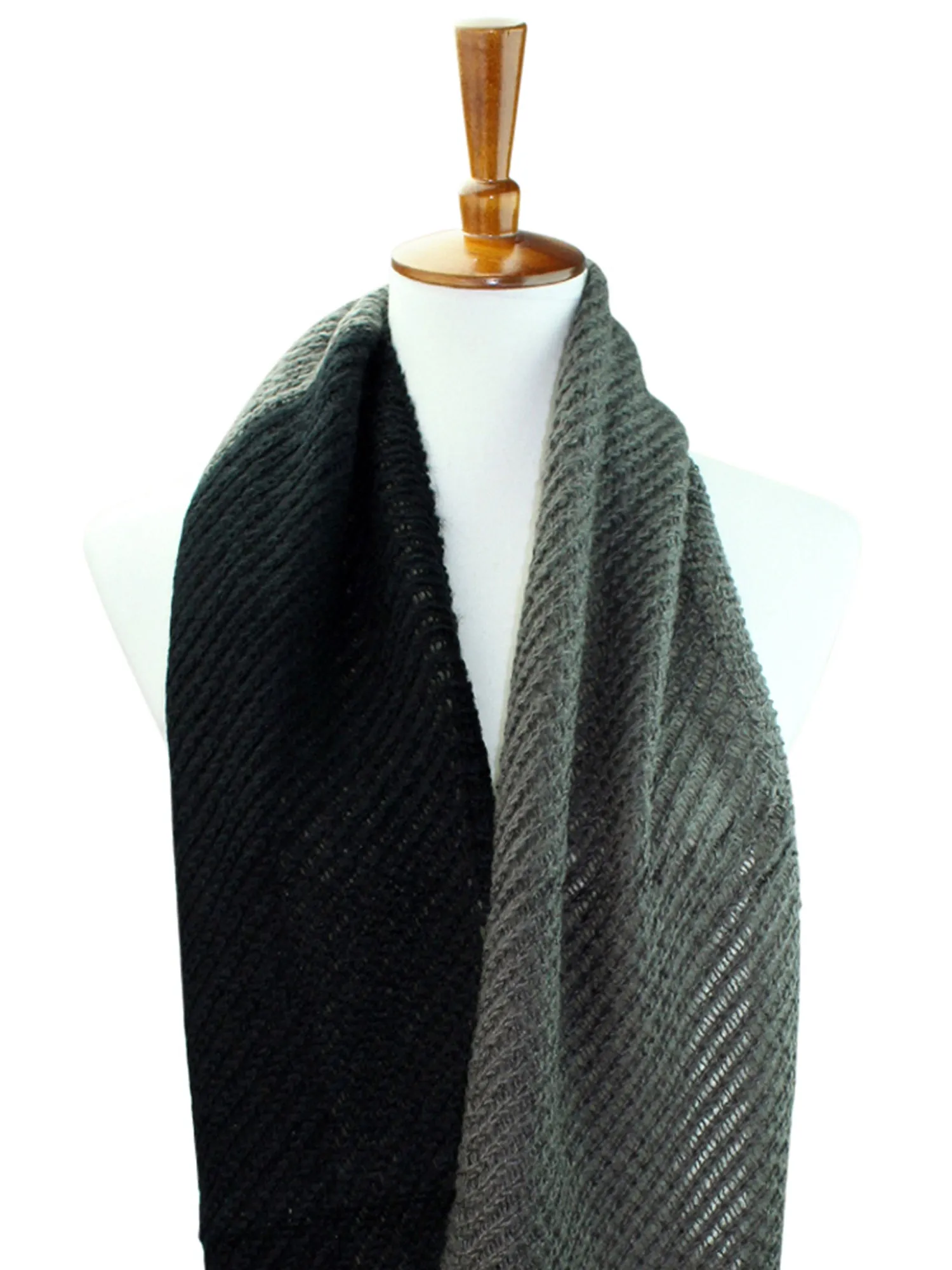 Two-Tone Ribbed Knit Infinity Scarf