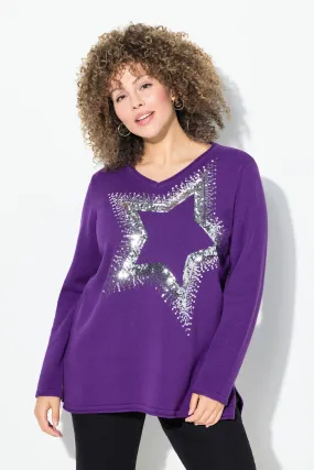 Ulla Popken Star Knit Jumper in Purple