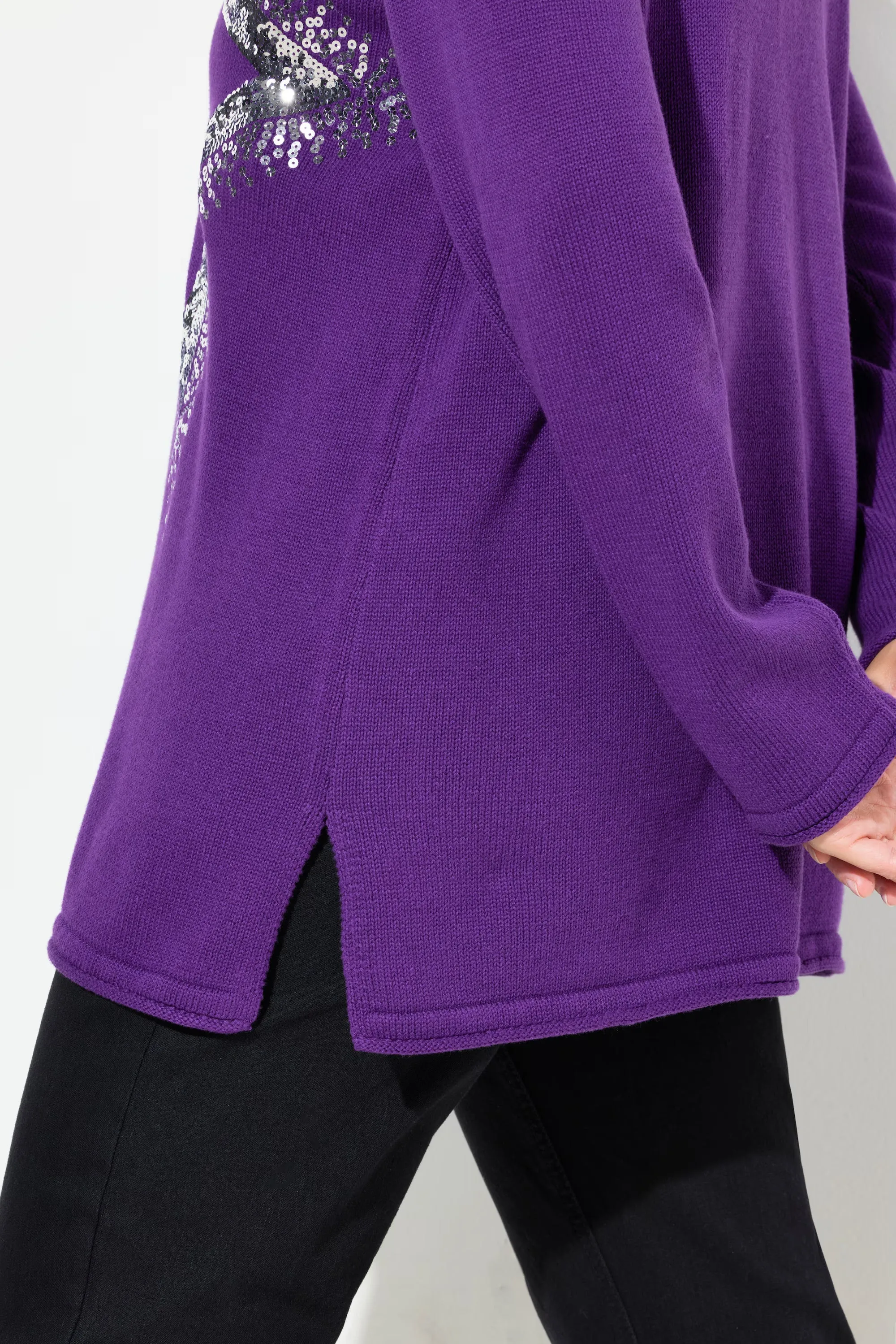 Ulla Popken Star Knit Jumper in Purple