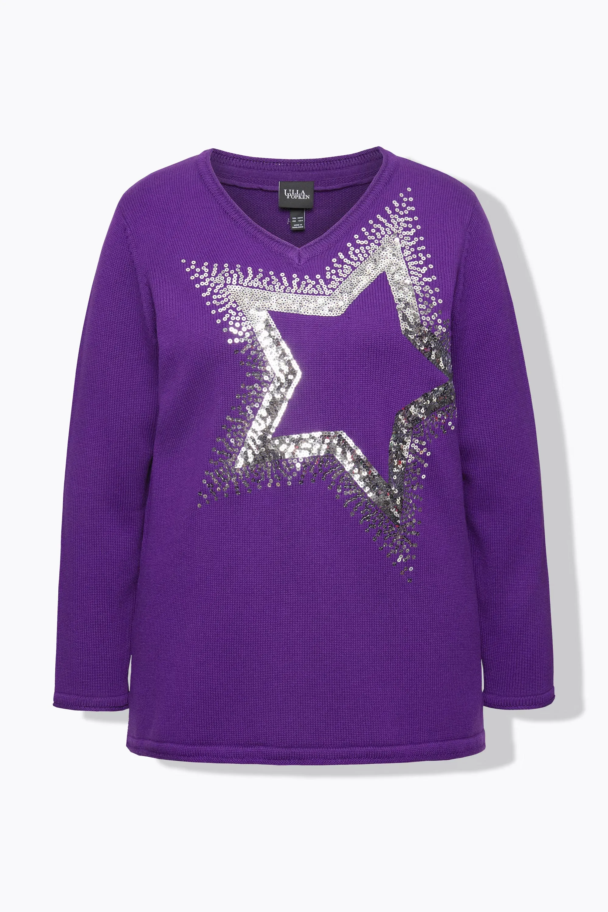 Ulla Popken Star Knit Jumper in Purple