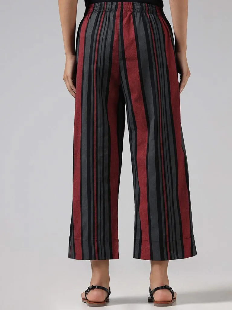 Utsa Multicolour Striped Wide-Leg Pants