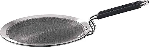 Vinod SAS Pro Platinum Triply Stainless Steel X Tawa - 25 cm | 4.0 mm Thick | Hexa Design | Metal Spoon Friendly | Riveted Handle | Induction Base - 5 Year Warranty