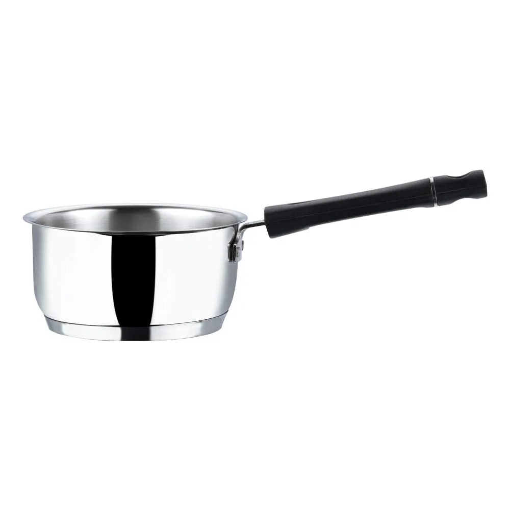 Vinod Tivoli Heavy Guage Stainless Steel Saucepan - 1.1 litre (14cm) | SAS Bottom | 2 Layer Extra Thick Aluminum Core | Induction and Gas Base | Bakelite Handle - 2 Year Warranty