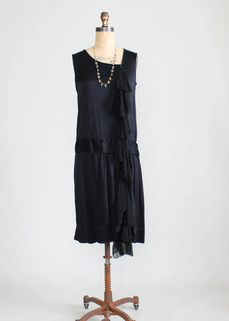 Vintage 1920s Silk Chiffon Waterfall Flapper Dress