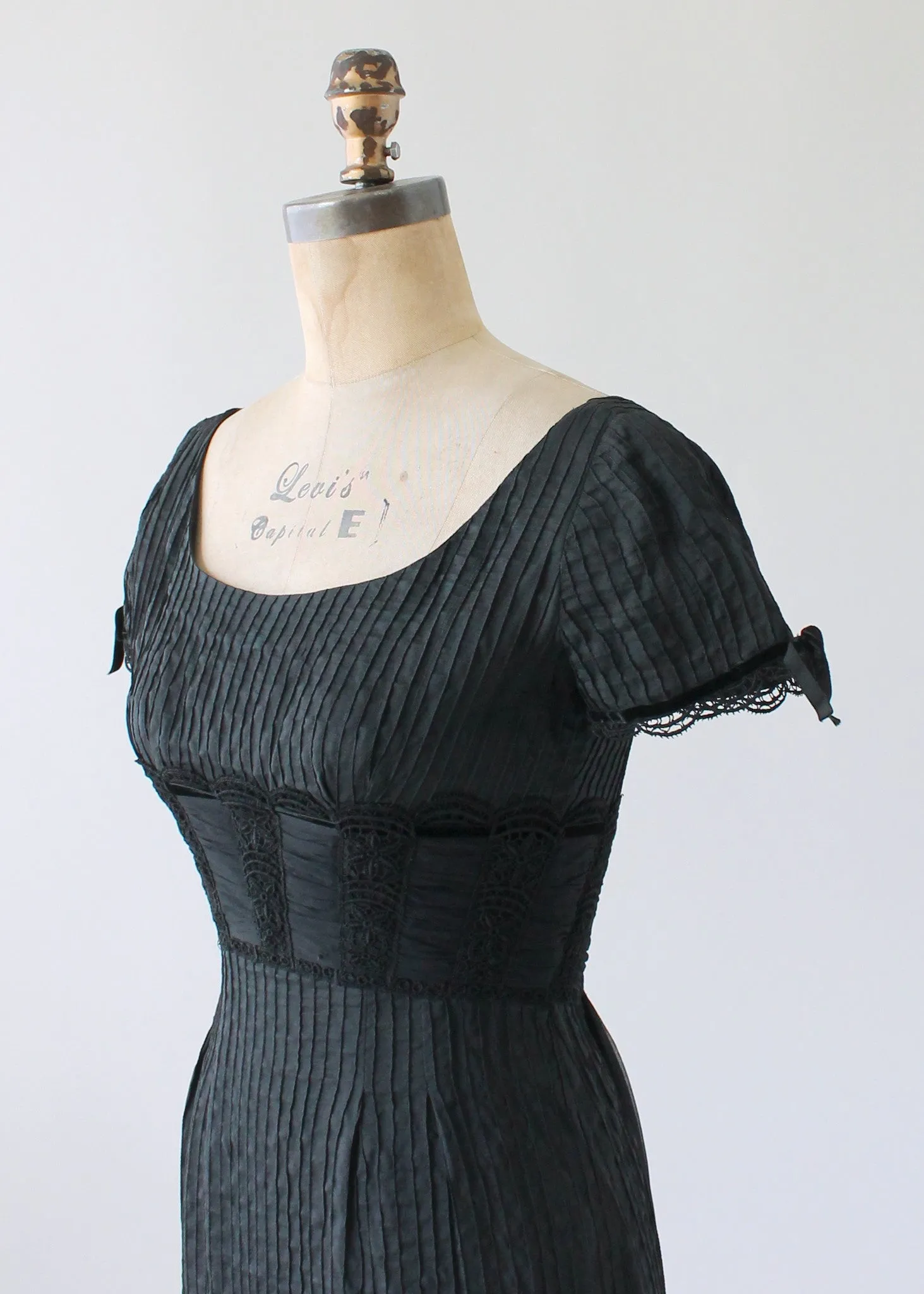 Vintage 1950s Silk Little Black Cocktail Dress