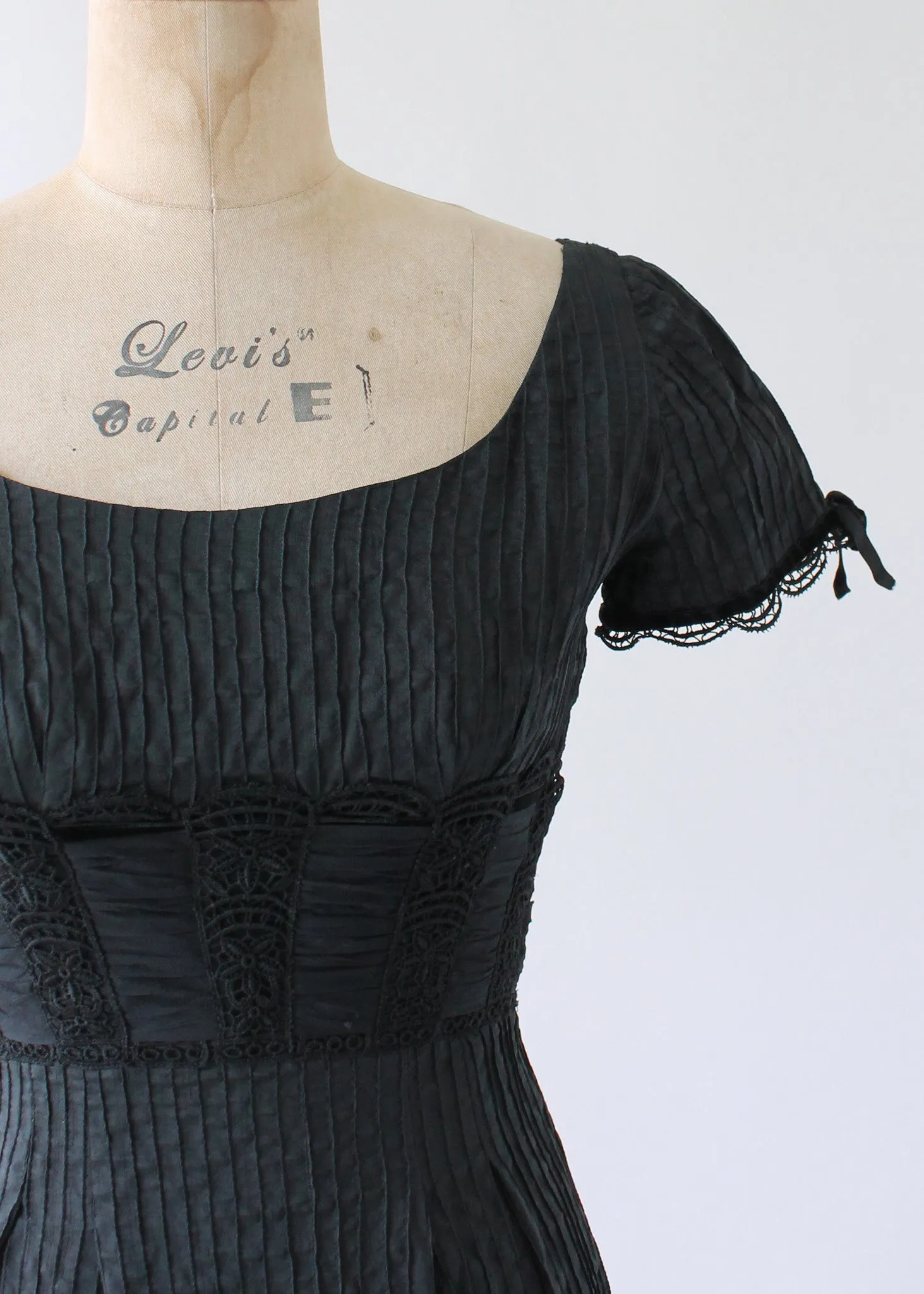 Vintage 1950s Silk Little Black Cocktail Dress