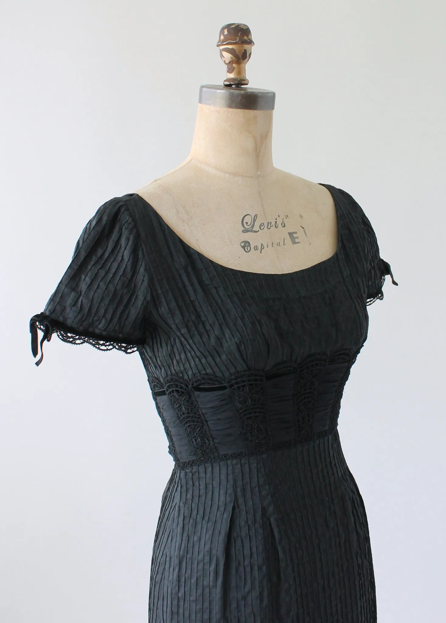 Vintage 1950s Silk Little Black Cocktail Dress