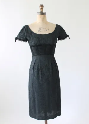 Vintage 1950s Silk Little Black Cocktail Dress