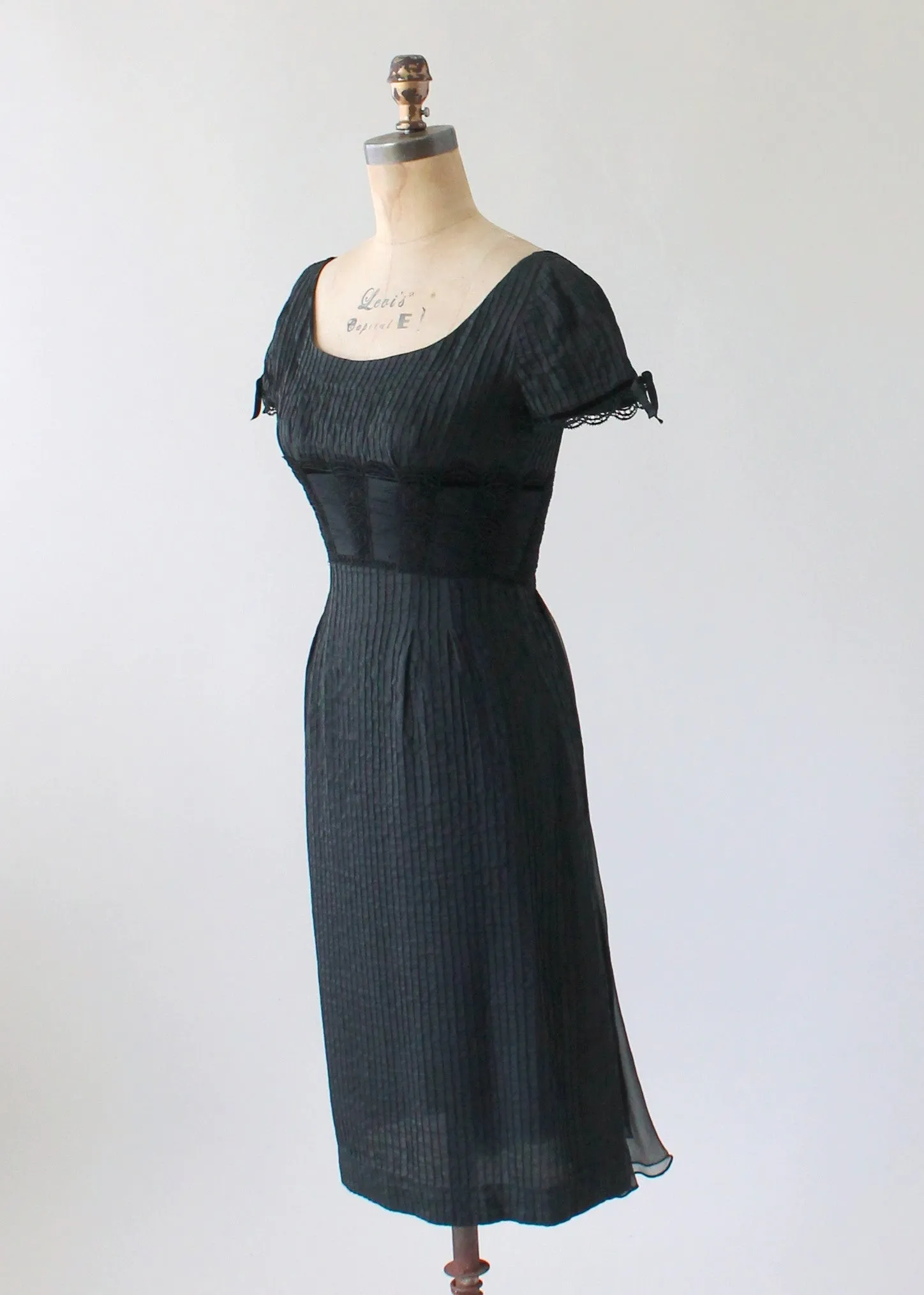 Vintage 1950s Silk Little Black Cocktail Dress