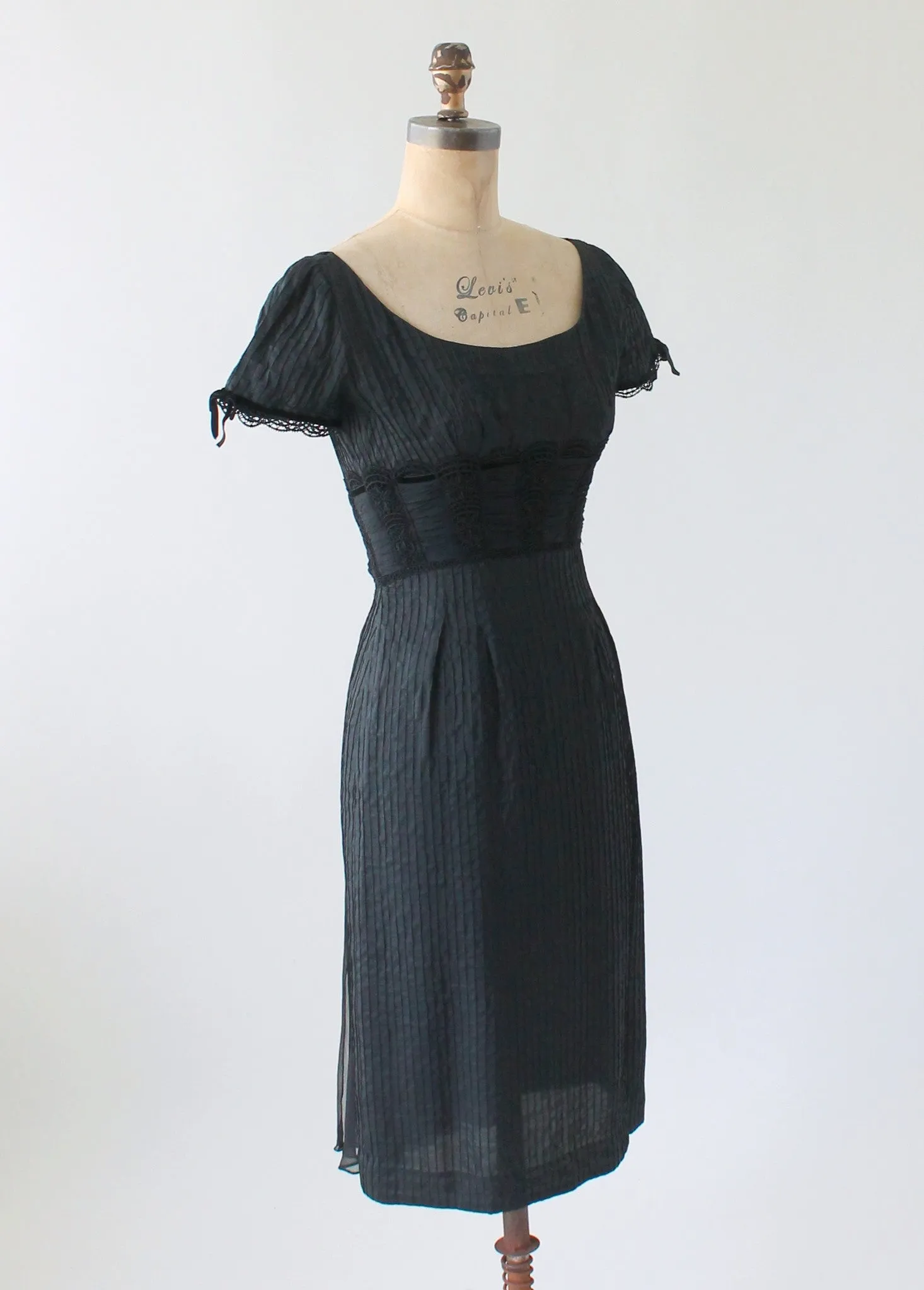 Vintage 1950s Silk Little Black Cocktail Dress