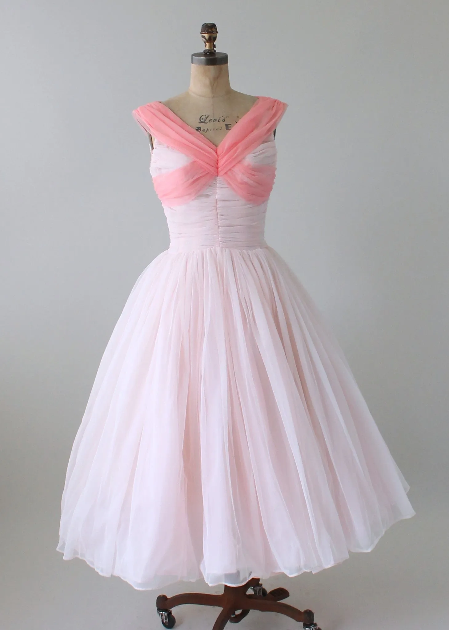 Vintage 1950s Two Tone Pink Chiffon Party Dress