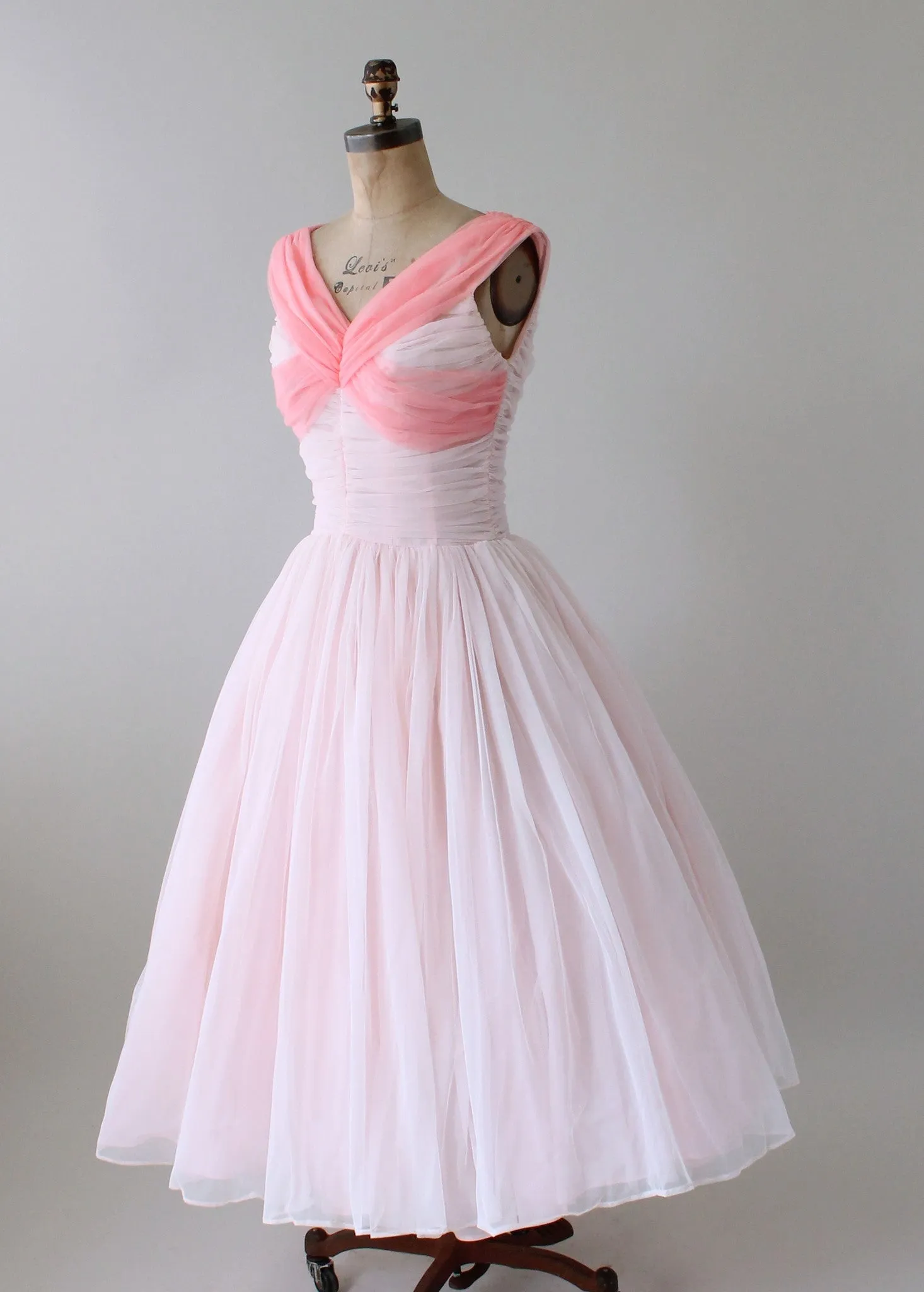 Vintage 1950s Two Tone Pink Chiffon Party Dress