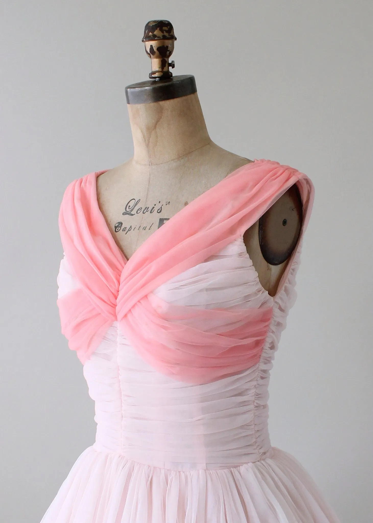 Vintage 1950s Two Tone Pink Chiffon Party Dress