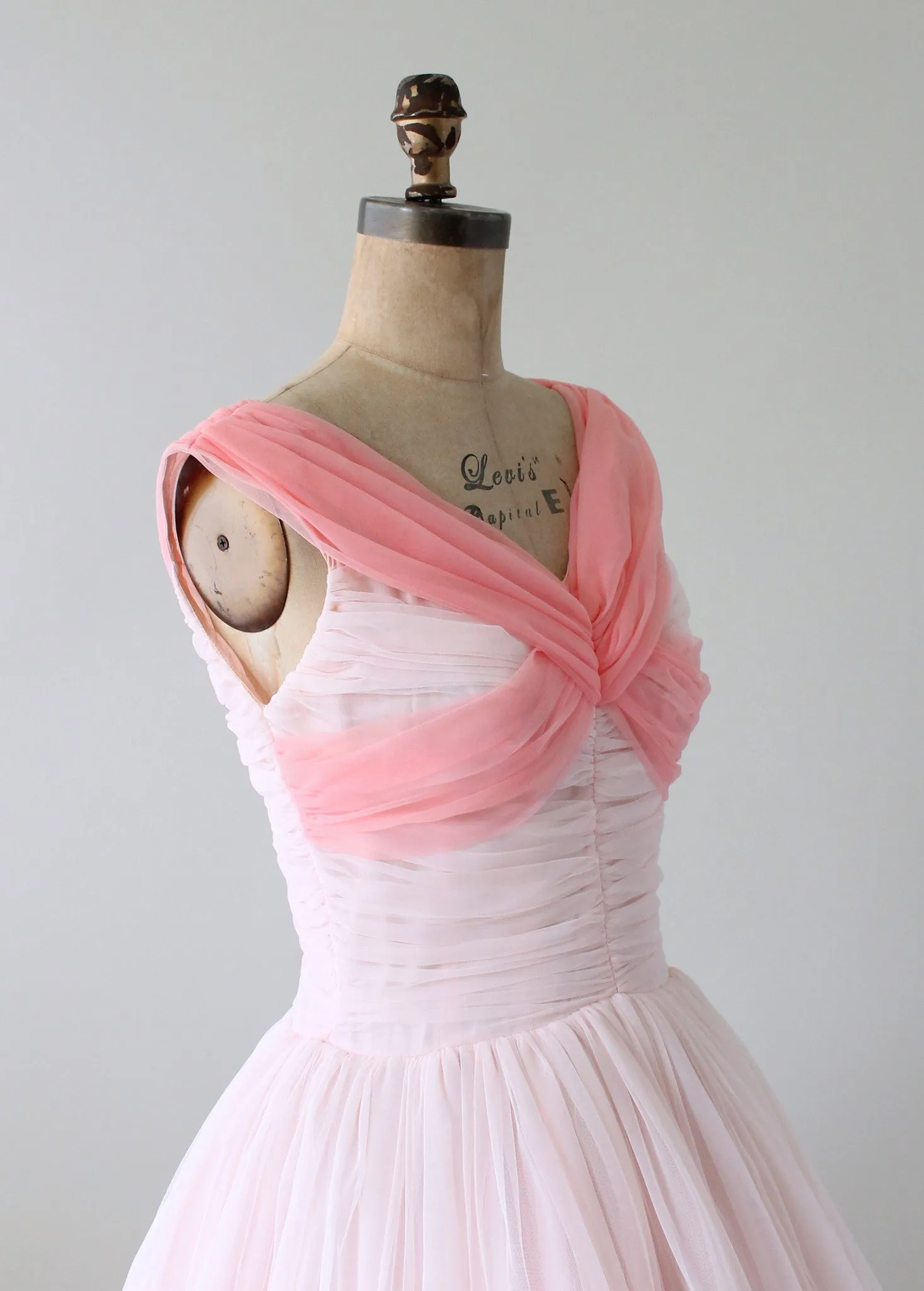 Vintage 1950s Two Tone Pink Chiffon Party Dress