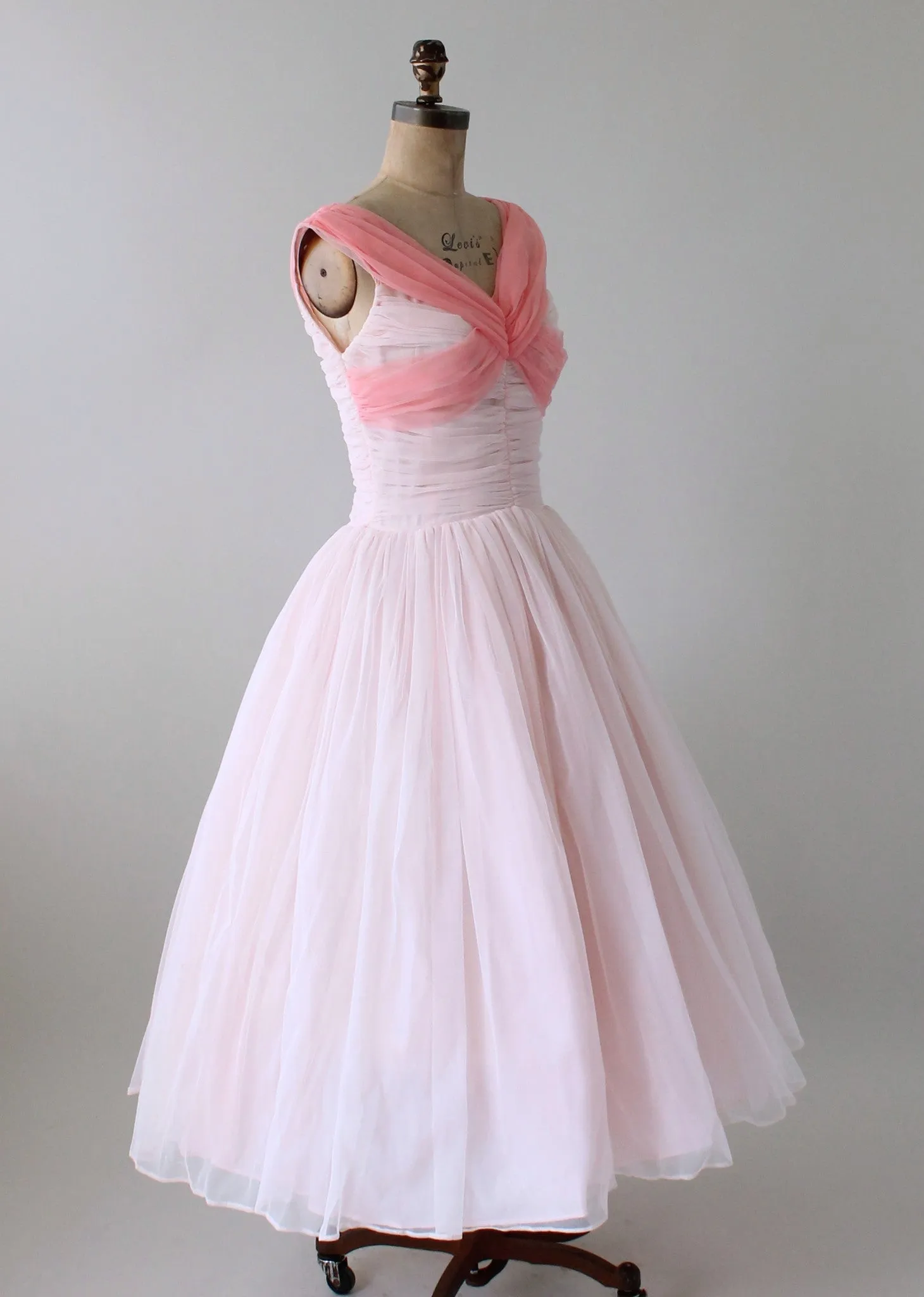 Vintage 1950s Two Tone Pink Chiffon Party Dress