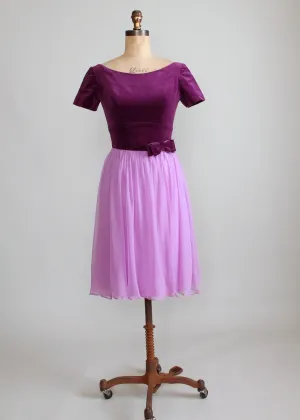 Vintage 1960s Emma Domb Purple Velvet and Chiffon Party Dress