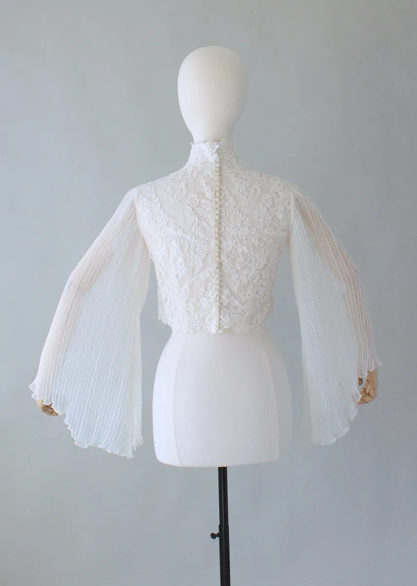 Vintage 1960s Lace Butterfly Sleeve Blouse