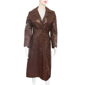 Vintage 1970s Cognac Leather Trench Coat