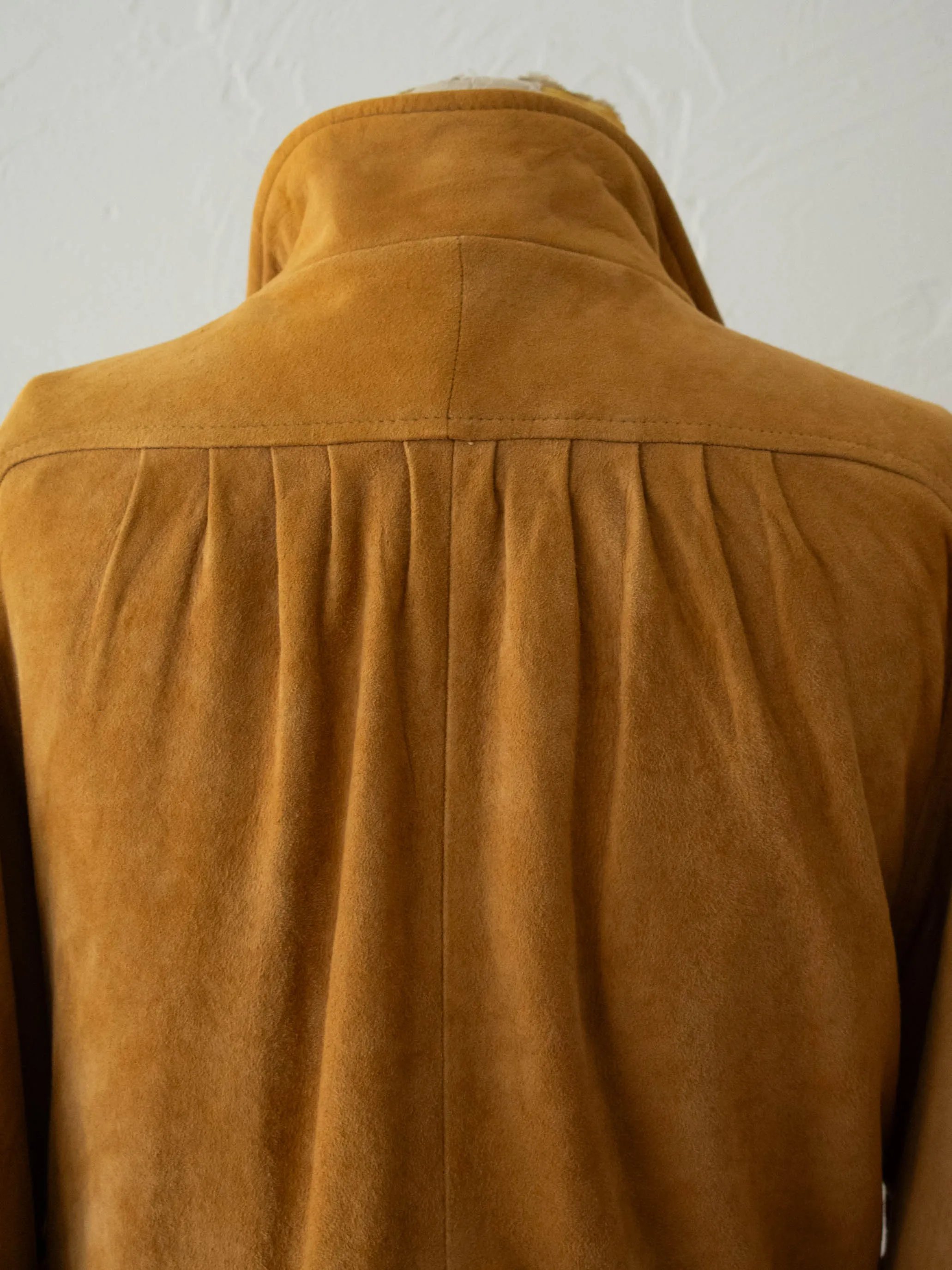 Vintage Lady Skully Caramel Suede Leather Trench Coat M