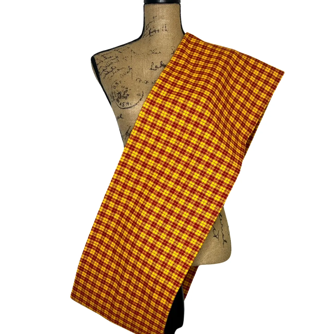 Warm Red and Golden Yellow Luxe Collection Plaid Infinity and Blanket Scarves