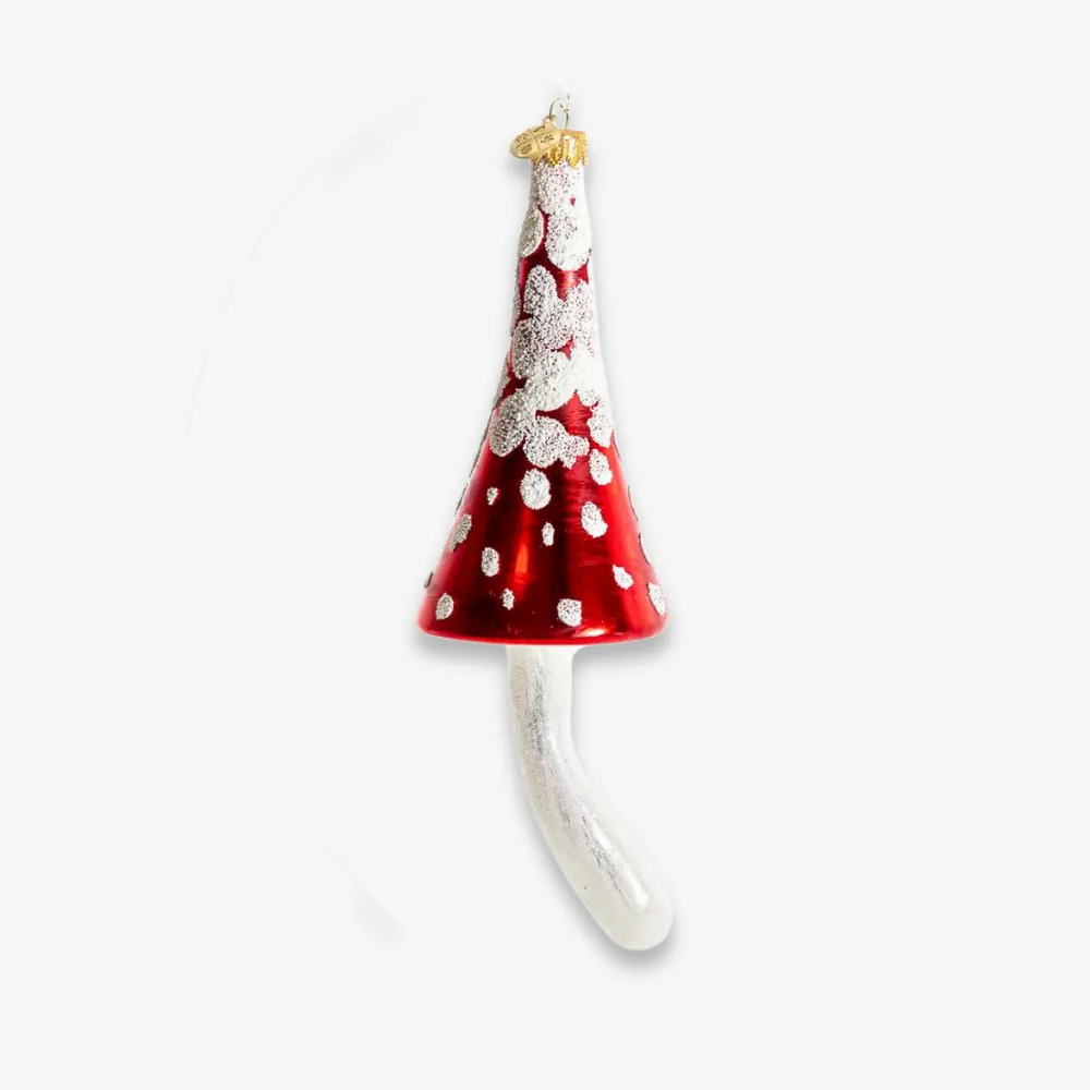 White & Red Long Top Mushroom Ornament