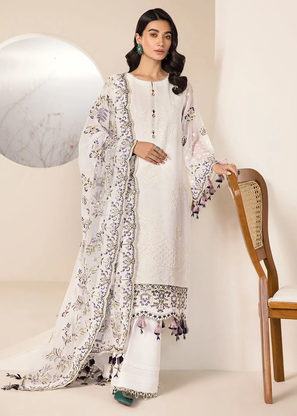 White Formal Suit - Alizeh - Lamhay Formals '23 - V15D07 - Abar