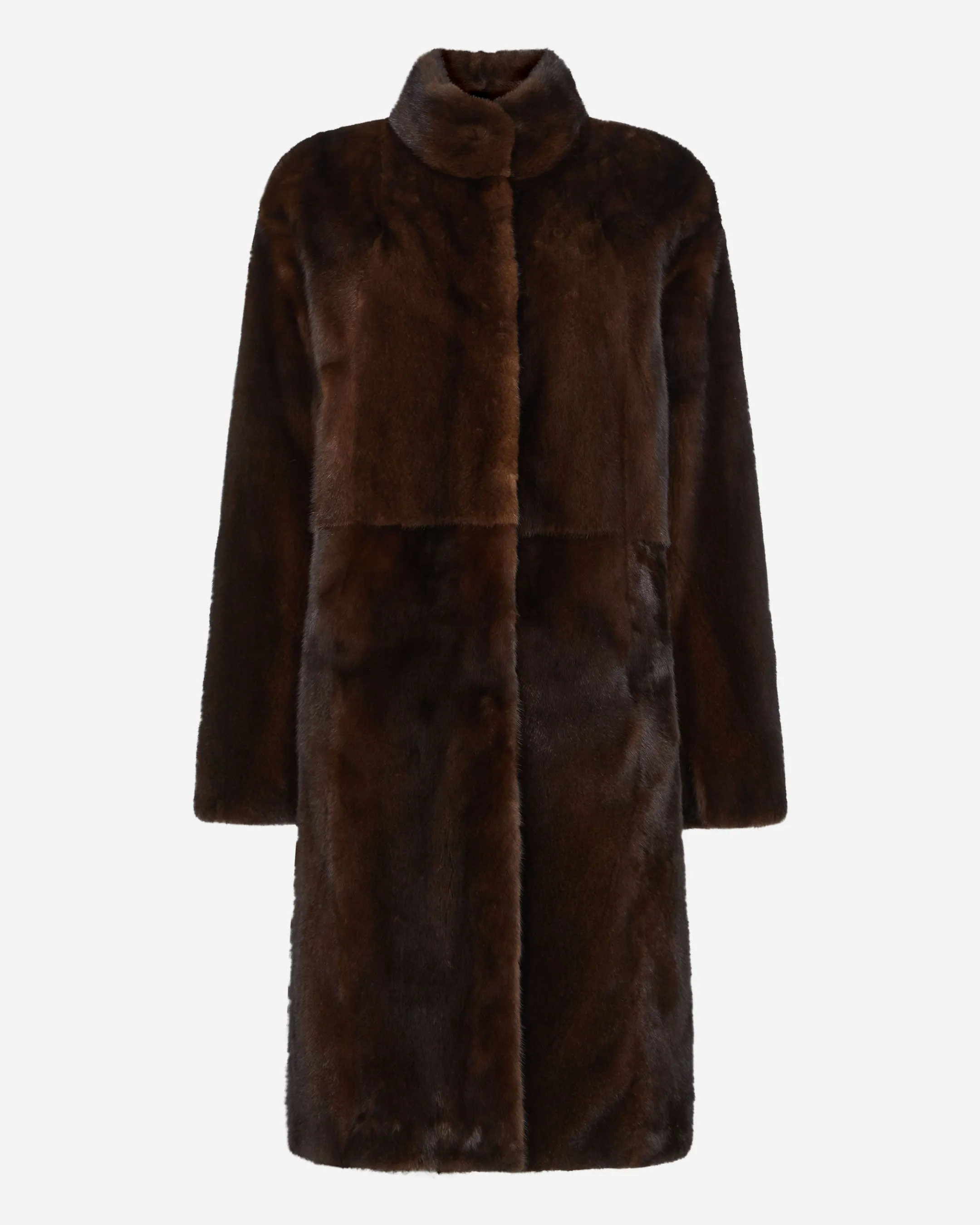 Women's Classic Long Mink Coat Dark Brown