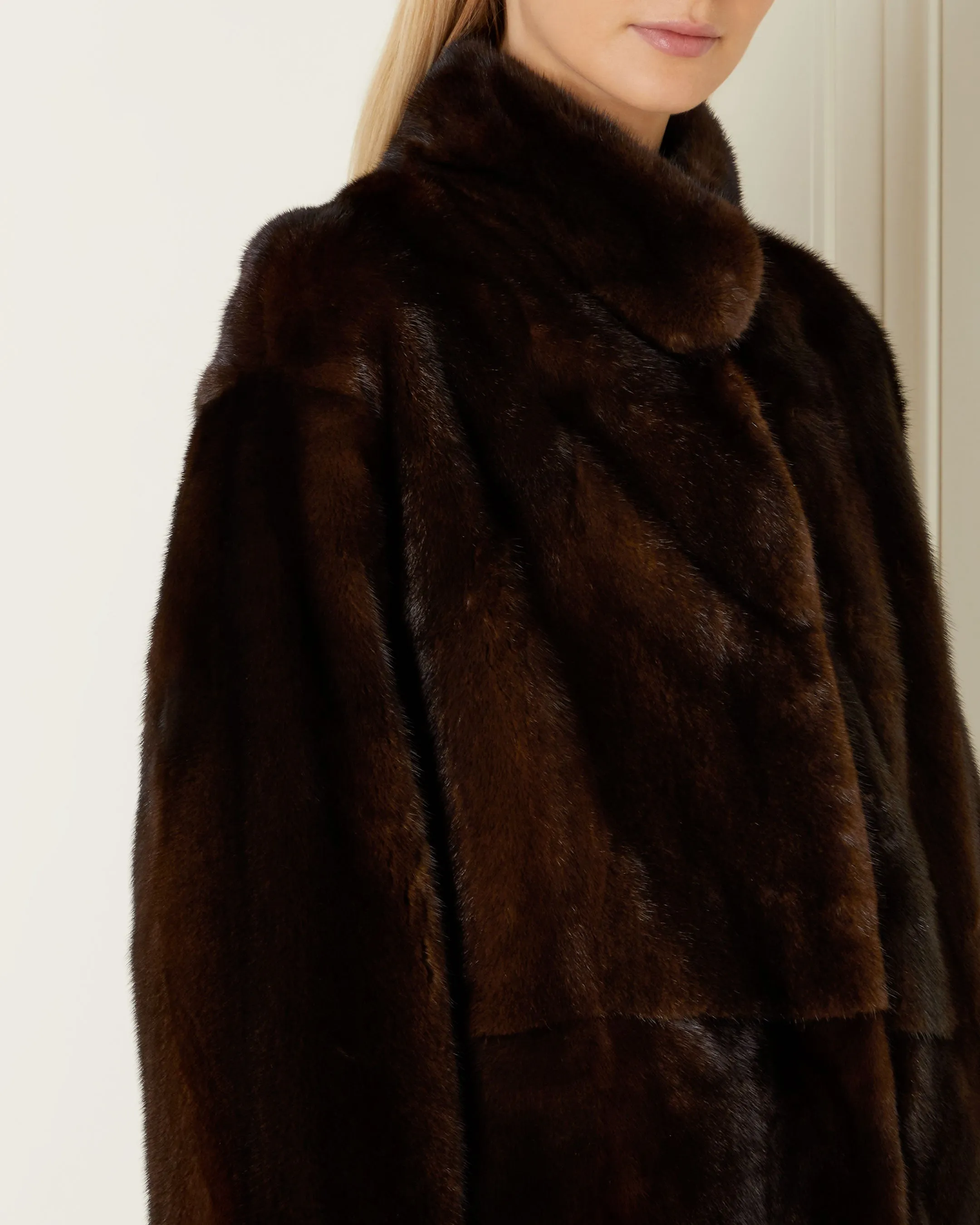 Women's Classic Long Mink Coat Dark Brown