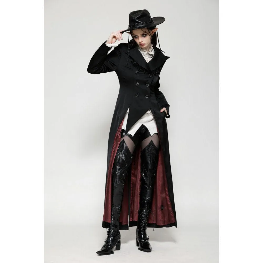 Women's Gothic Vampire Button Jacket Black Red