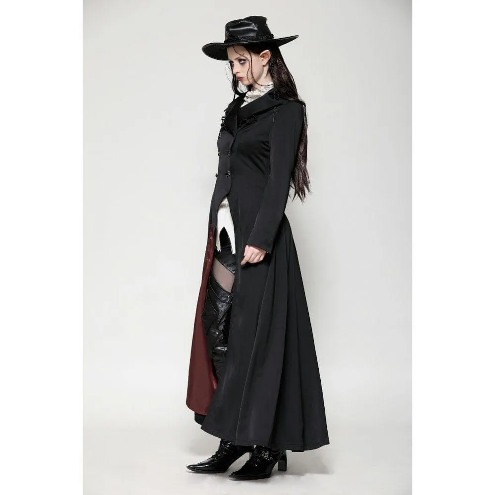 Women's Gothic Vampire Button Jacket Black Red