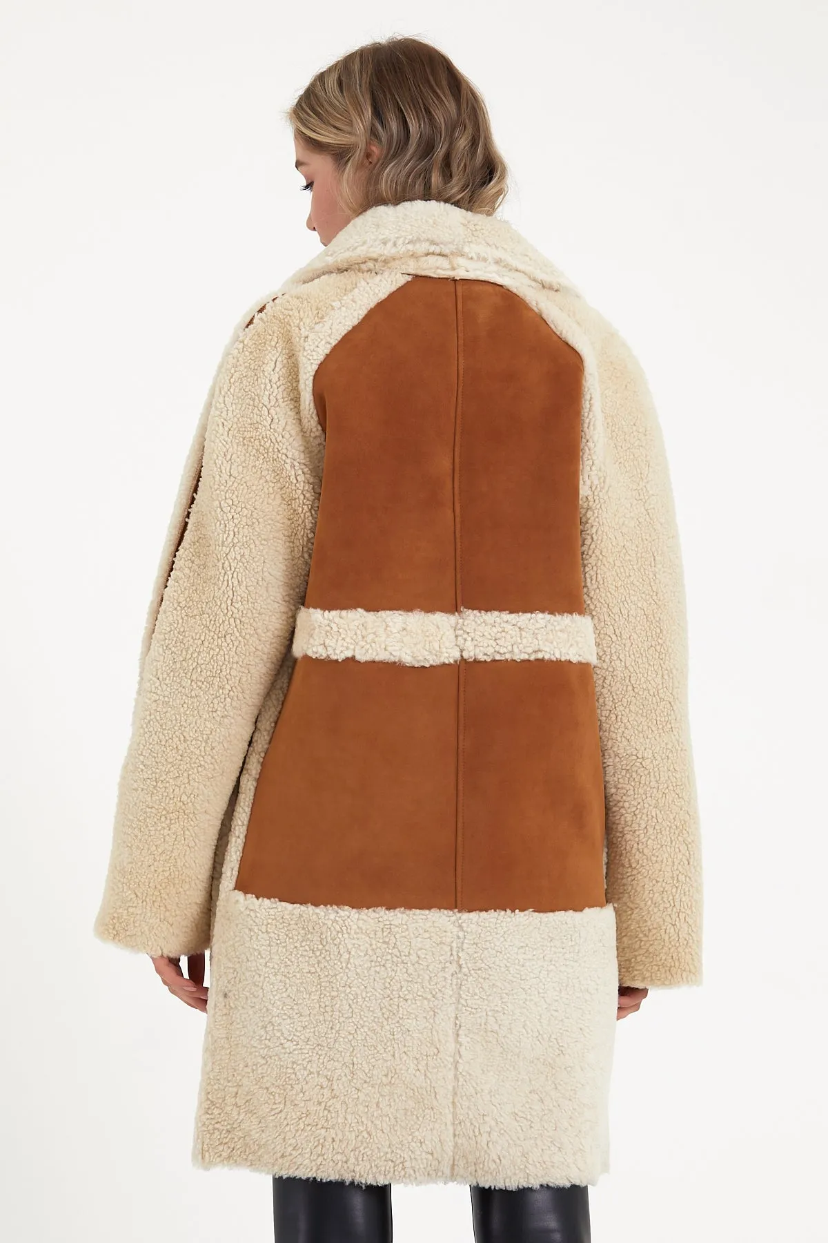 Women's mixed shearling coat