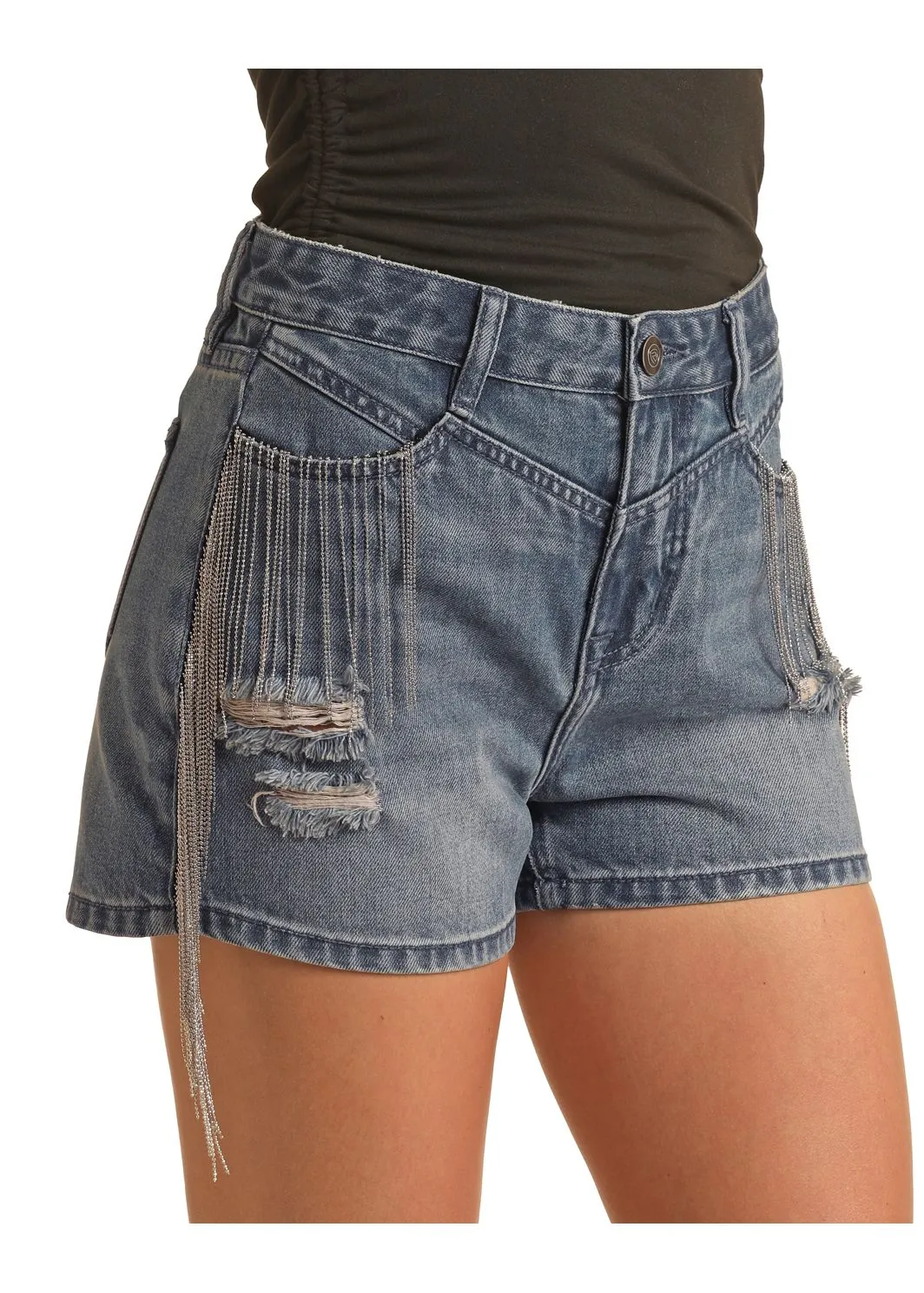 Women's Rock & Roll Silver Fringe Shorts