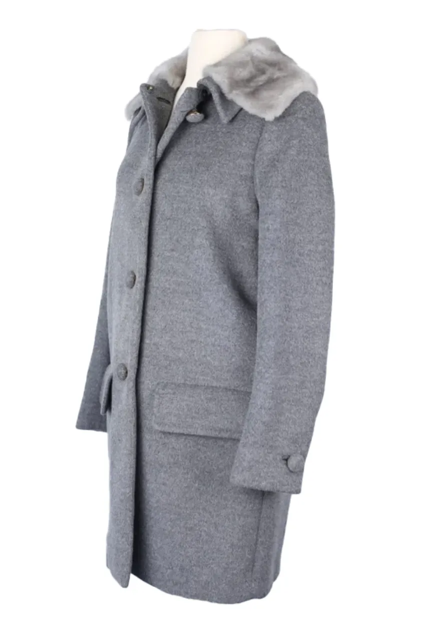 Wool Dress Coat W/ Mink Fur Collar