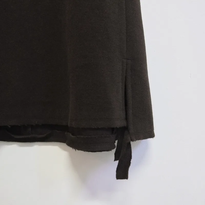 wool fleece raw band skirt