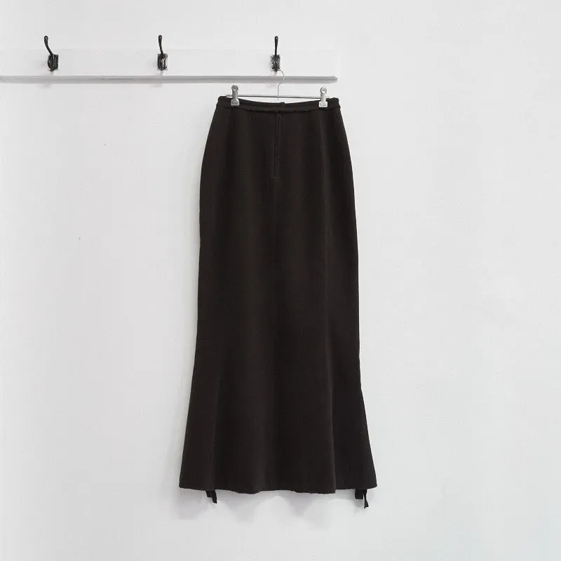 wool fleece raw band skirt