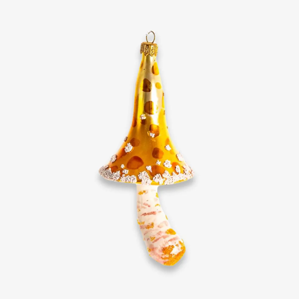 Yellow & White Long Top Mushroom Ornament