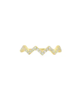 Zig Zag Pave Ring In Vermeil