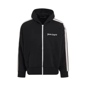 Zipped Hoodie Track Jacket in Black/Off White