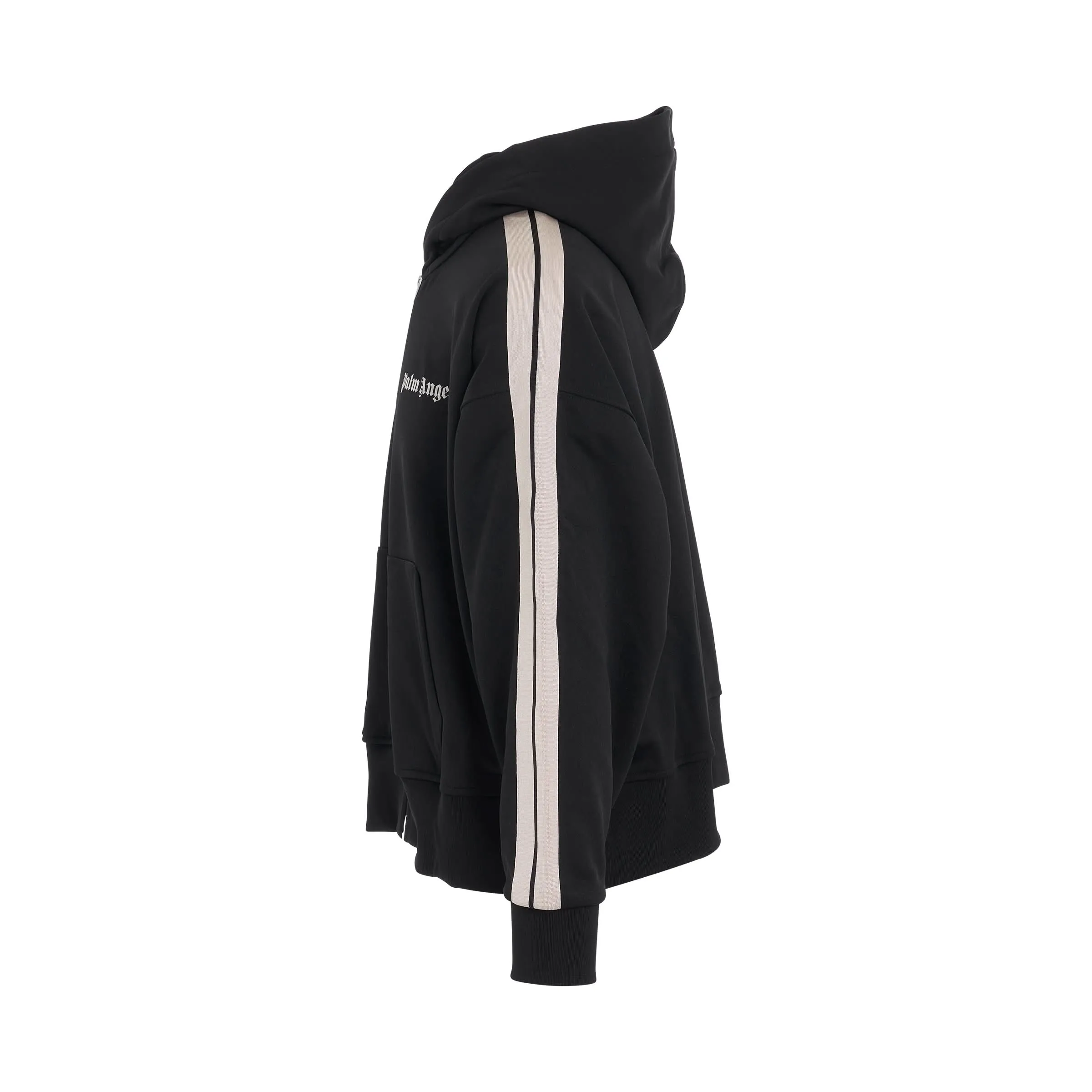 Zipped Hoodie Track Jacket in Black/Off White