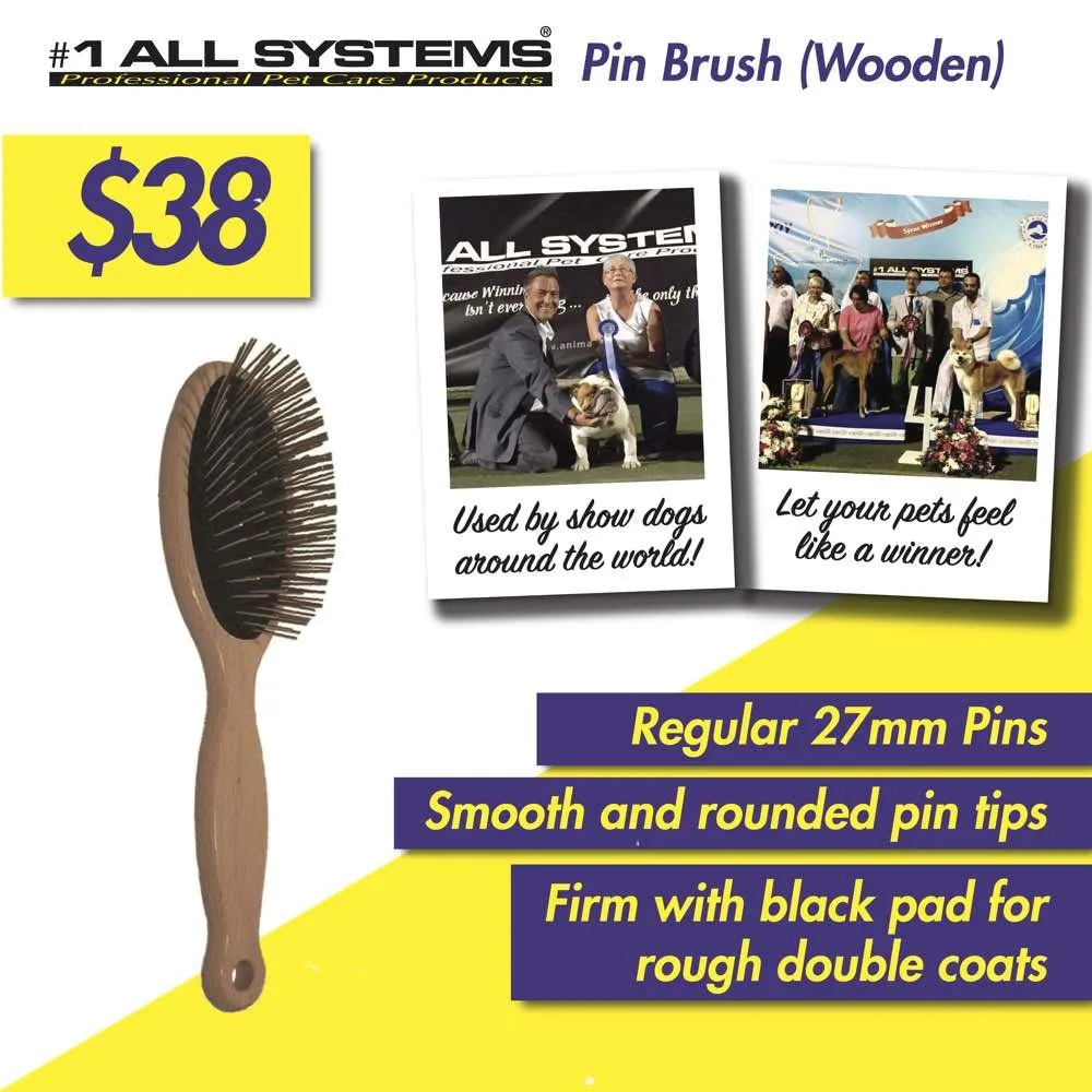 ZZZ #1 All Systems 27mm Pin Wooden Pet Brush (Black Pad)